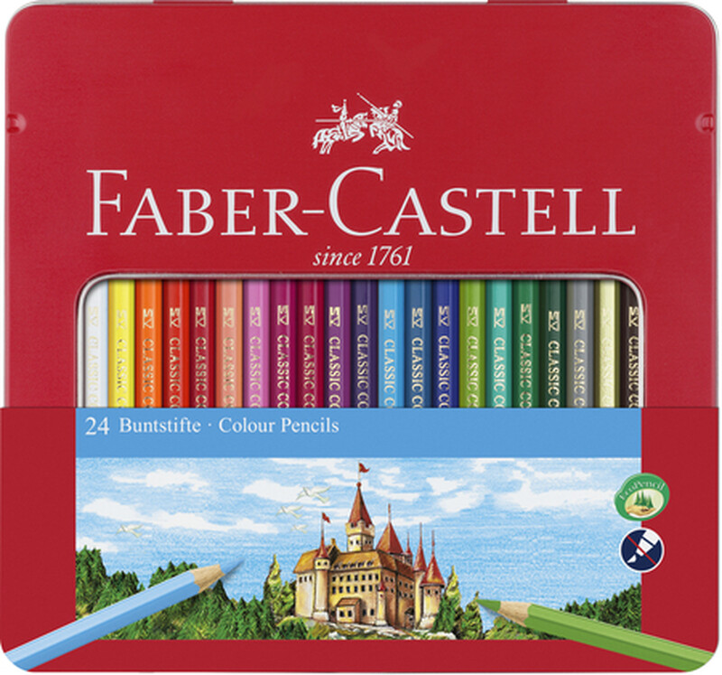 Classic Colour Pencils, Assorted Colours, Tin of 24