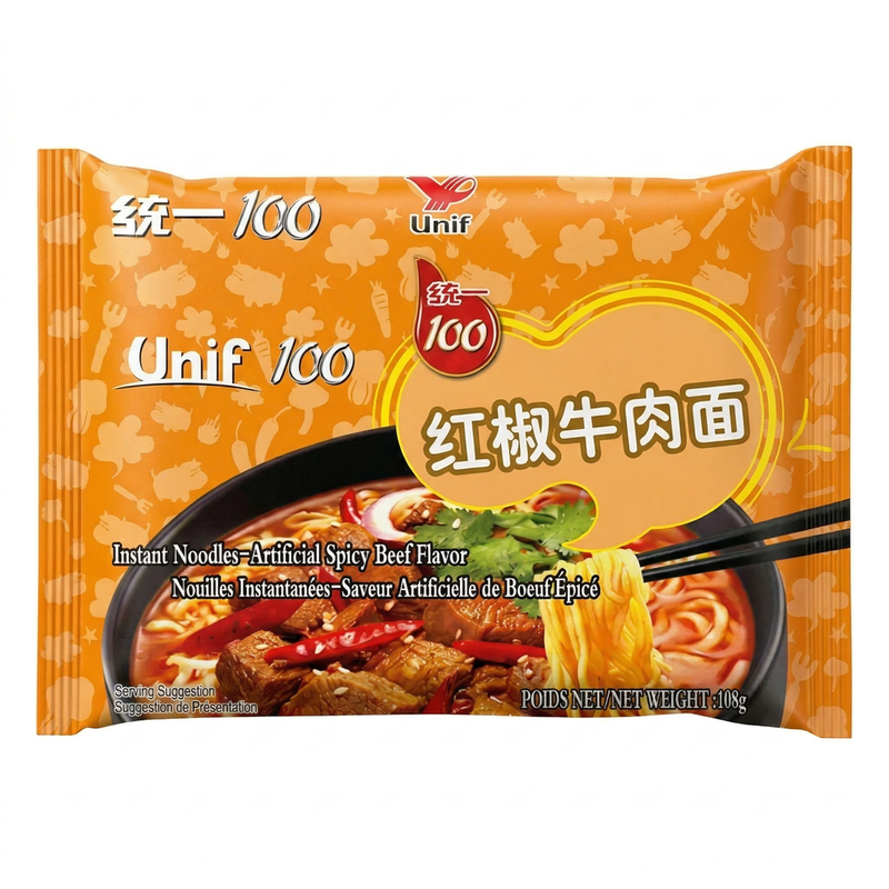 【Terug naar school】Uni-president instantnoedels (pak)， pittig rundvleessmaak， 108g
