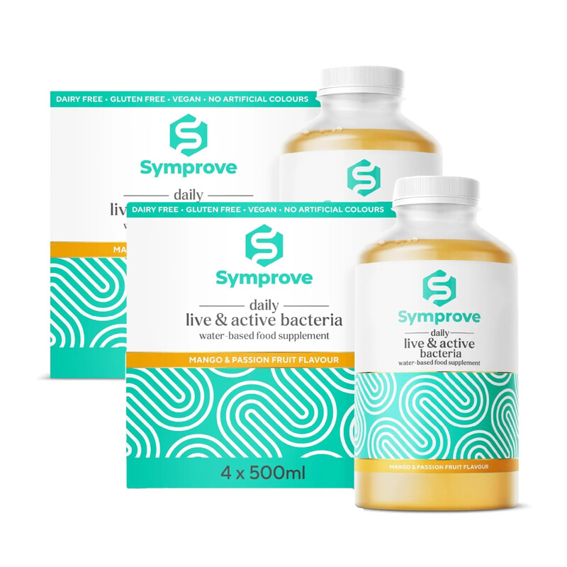 Symprove Live & Active Water-Based Hydration Support Supplement Mango & Passion Fruit Flavour - 4 Week Pack (2 Packs)