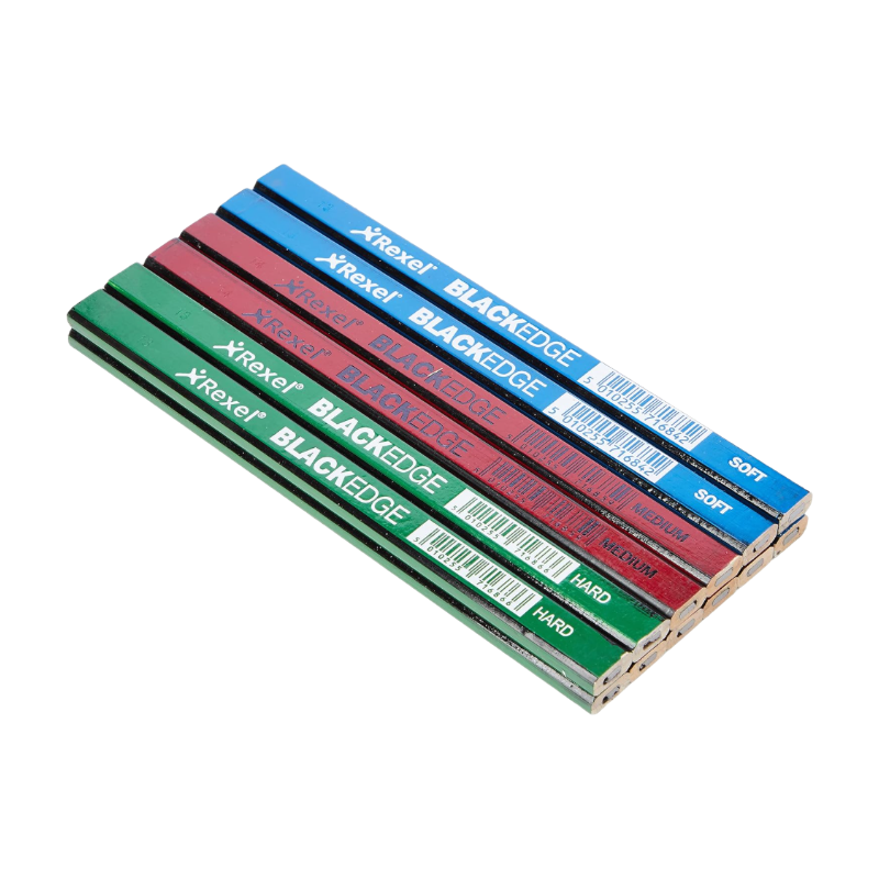 Carpenters Pencils Assorted 12 Pack (Includes Hard, Medium & Soft Graded Pencils)