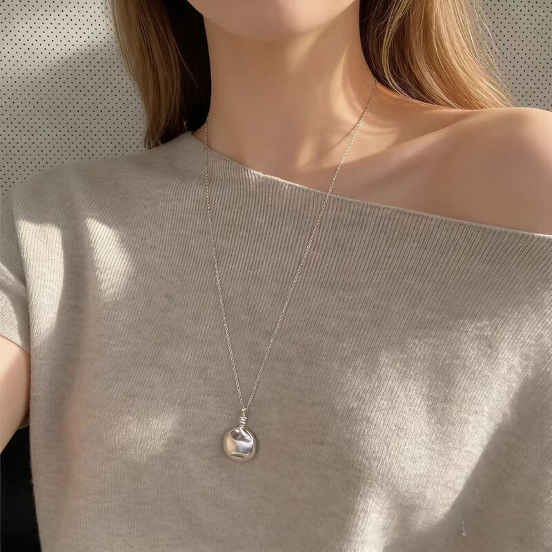 Verbex S925 silver necklace, necklace, sweater necklace, matte wine jug necklace, temperament, versatile all-season model
