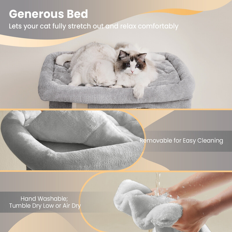 SONGMICSHOME Cat Tree, Cat Tower, with Large Cat Perch, 2 Cat Caves, Scratching Post,