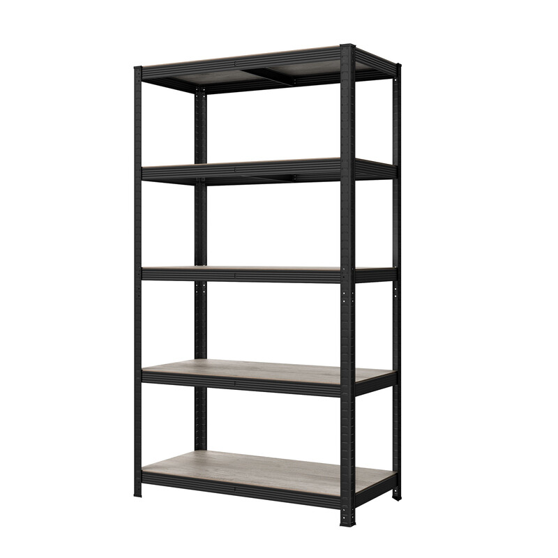 SONGMICSHOME Schwerlastregal, Lagerregal, Kellerregal, Stahlgestell, 5 verstellbare Ablagen, greige-schwarz