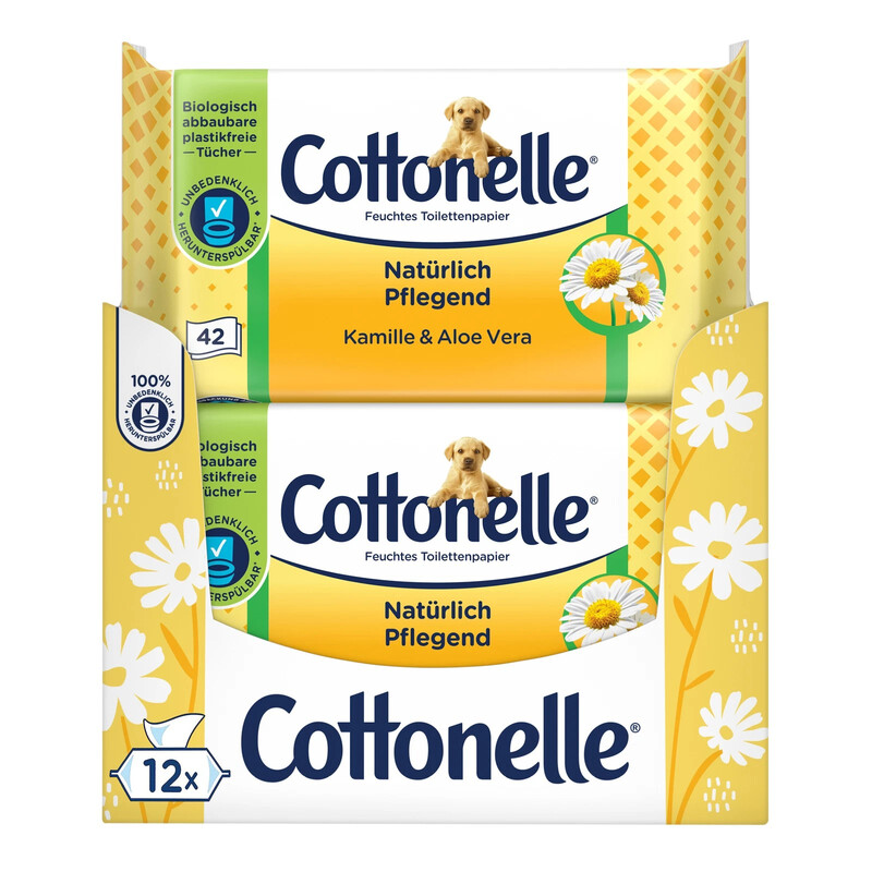 Cottonelle Feuchtes Toilettenpapier Kamille & Aloe Vera 12 x 42 Tücher