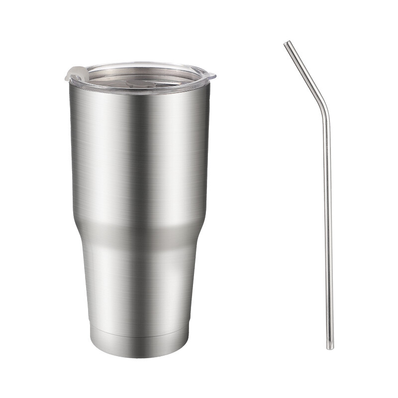Maxcook 304 Stainless Steel Tumbler 900Ml With Lids And Straws Double Wall Insulated Tumbler Cup Stainless Steel Leak-Proof Thermal Coffee Travel Mug For Cold And Hot Beverages Silver Mcb9798