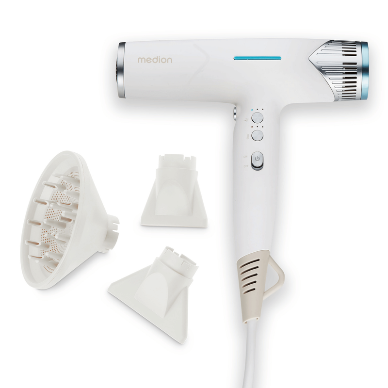 MEDION LIFE HD2 Haartrockner mit Ionen-Technologie für gesundes, glänzendes Haar, 2300 Watt Leistung in Weiß