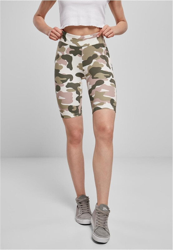 Urban Classics Damen-High-Waist Fahrrad-Shorts Camo Tech, dunkles Digital-Camouflage, XL