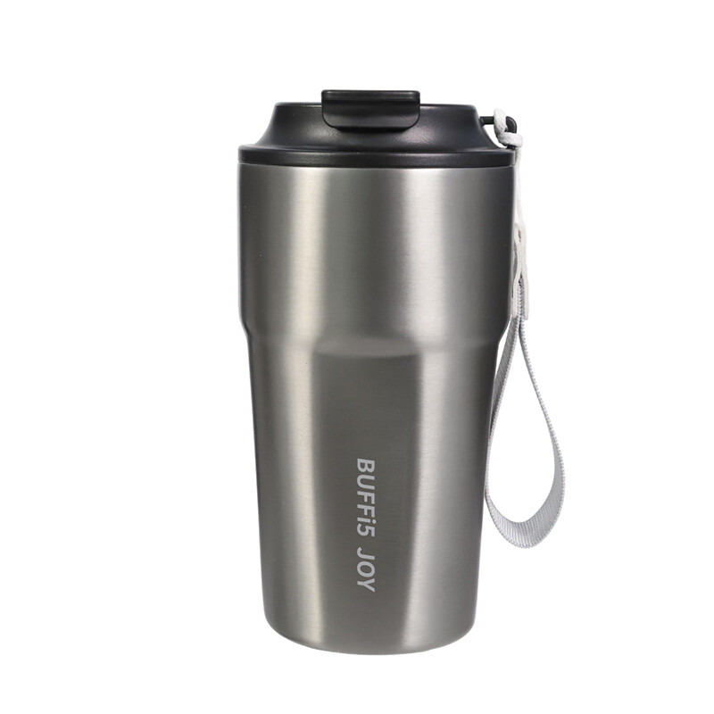BUFFi5 JOY 316 Reise-Kaffeebecher aus Edelstahl, 480 ml, silbergrau