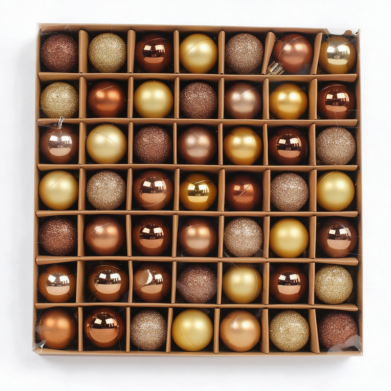 60 stuks karamelbruine kerstballen, inclusief cadeautas, in de vorm van een gnom en een donut, geweldige ballen met ophanglus voor Halloween, bruiloft, feestdagen, feest, krans en huisdecoratie