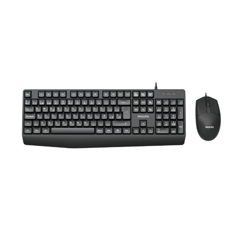 Philips kabelgebundene Tastatur- und Maus-Kombination, Serie 2000, SPT6237B/26, deutsche Version, Schwarz