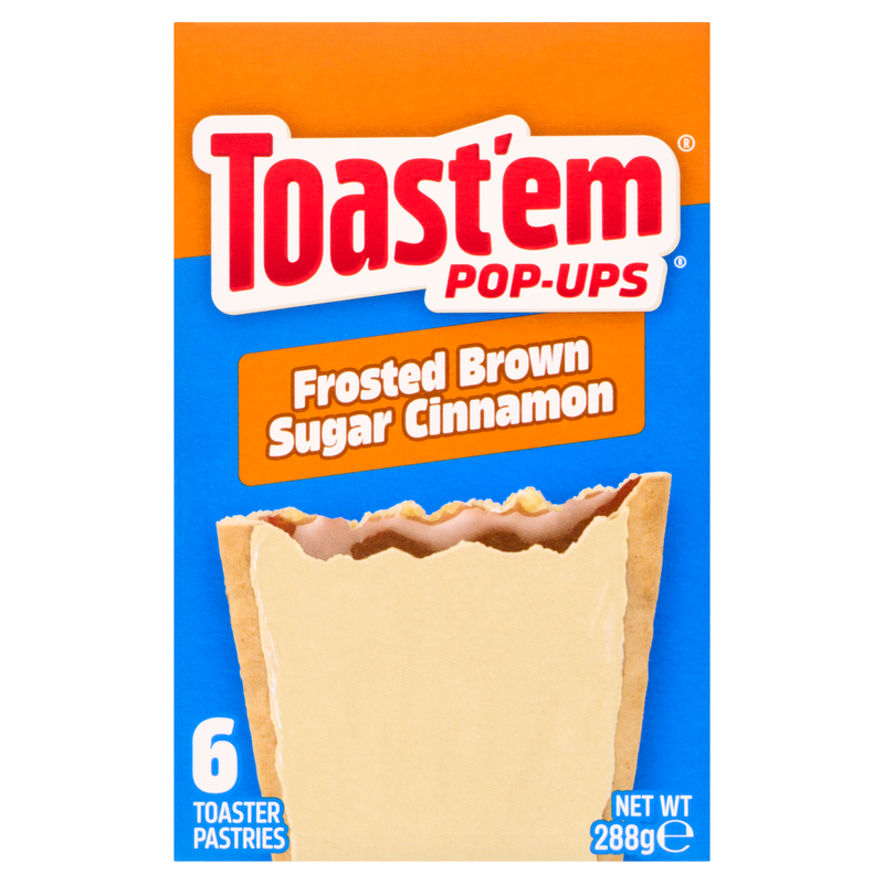 Toast'em Pop-Ups Toaster Pastries, 6 Frosted Brown Sugar Cinnamon Flavored Pastries, 288g Breakfast Cereals Food Cupboard Snack