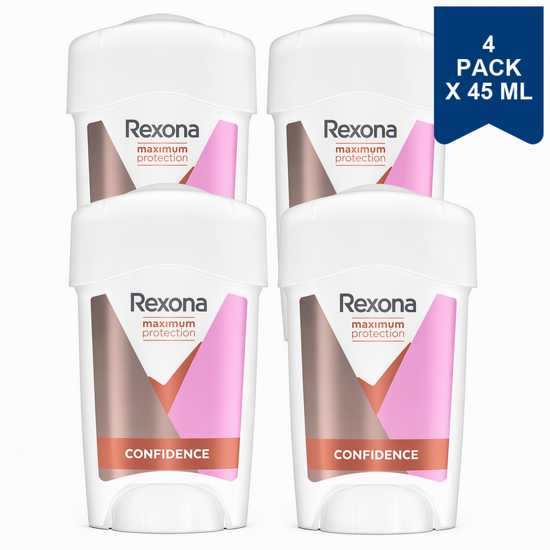 Rexona Déodorant Stick Crème Femme Protection Maximale Anti-Transpirant, Confidence - 45 ml (Lot de 4)