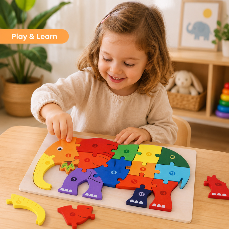 Steckpuzzle Elefanten-Design pädagogisches Kinderspielzeug F15/F24 Display-Stand-Nummer, Halloween- und Weihnachtsgeschenke