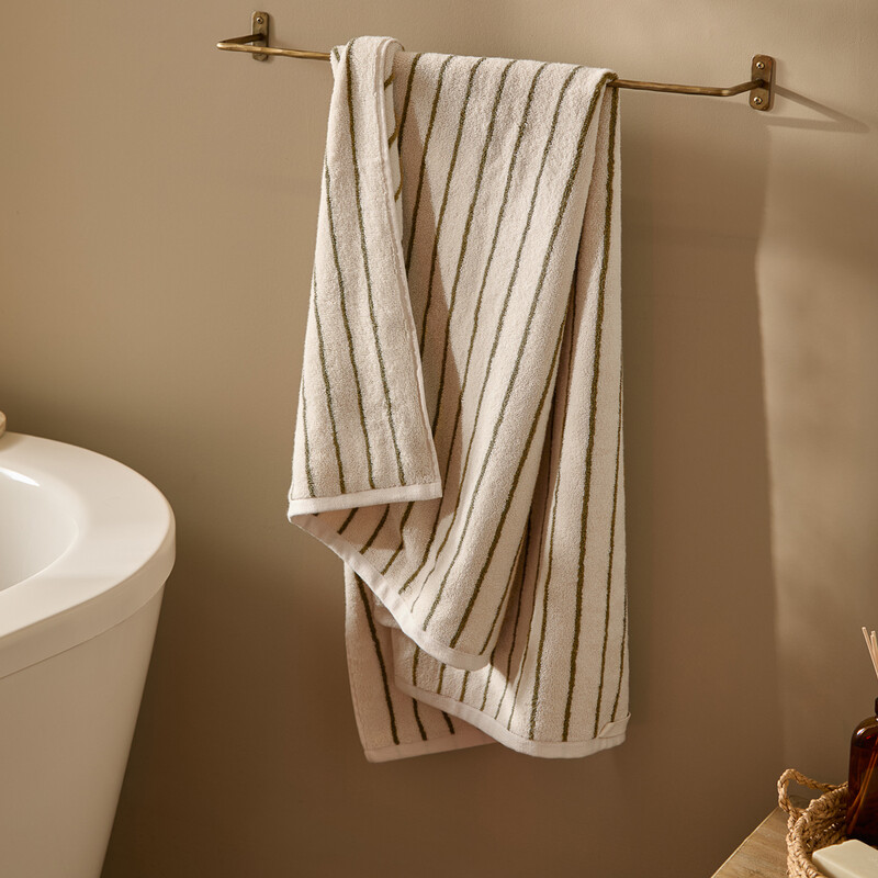 Yard Bath Towel Hebden Narrow Stripe Olive 70X130cm