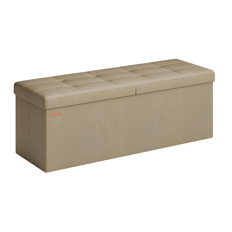 Ochama Sitzbank mit Stauraum, klappbare Sitztruhe, Aufbewahrungsbox, 38 x 110 x 38 cm, Deckel klappbar, bis 300 kg belastbar, Kamelbraun