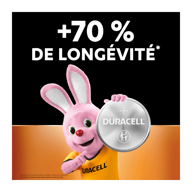DURACELL CR2032 Piles Boutons au lithium 3V (lot de 4) - Jusqu’à +70 % de longévité - Technologie Sécurité Enfant - Recommandées pour l’AirTag® d’Appl