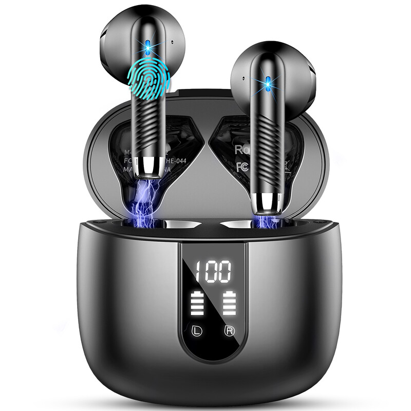 Drsaec Wireless Bluetooth Headphones, Bluetooth 5.4 HiFi Stereo Headphones, 56H Wireless Bluetooth Headset with ENC Noise Reduction, LED Display, USB-C, Touch Control, IP7 Waterproof Earphones