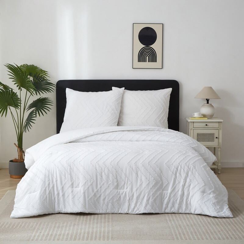 Meeallhome Bettwäsche-Set, weich und warm, mit neutralem Design, 155 × 220 cm/80 × 80 cm x 2, weiß
