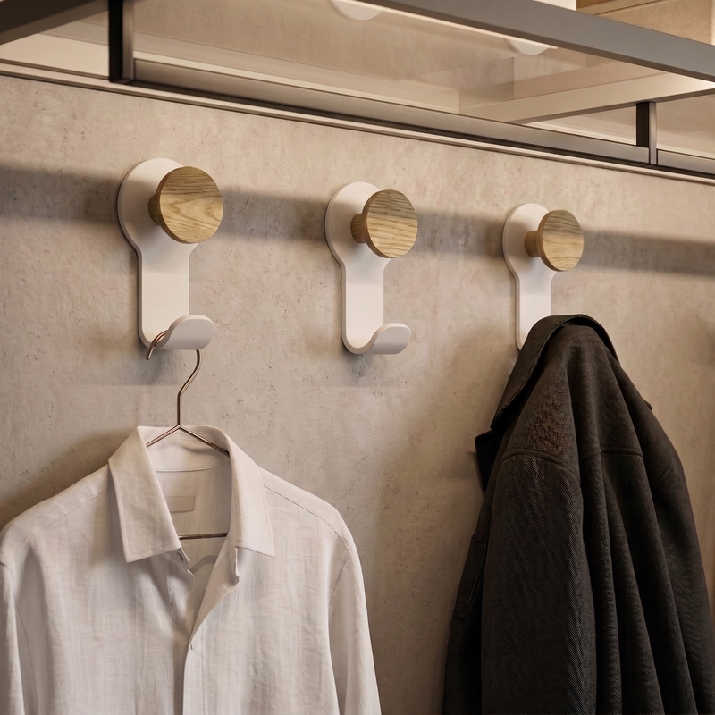 Kapanou Double-Sided Wall-Mounted Hooks, 8-Piece Set, Vintage Wooden Hooks + Heavy-Duty Metal Hangers, Suitable for Towels/Hats/Backpacks, Door/Bathroom/Bedroom/Entryway Decorative Hooks, Wood Brown/White, New Year Promotion, Great Gift Choice