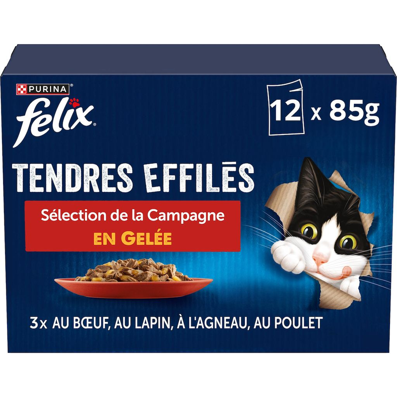 Felix Filet tendre en gelée Sélection du terroir Nourriture humide complète pour chat, 12 x 85 g