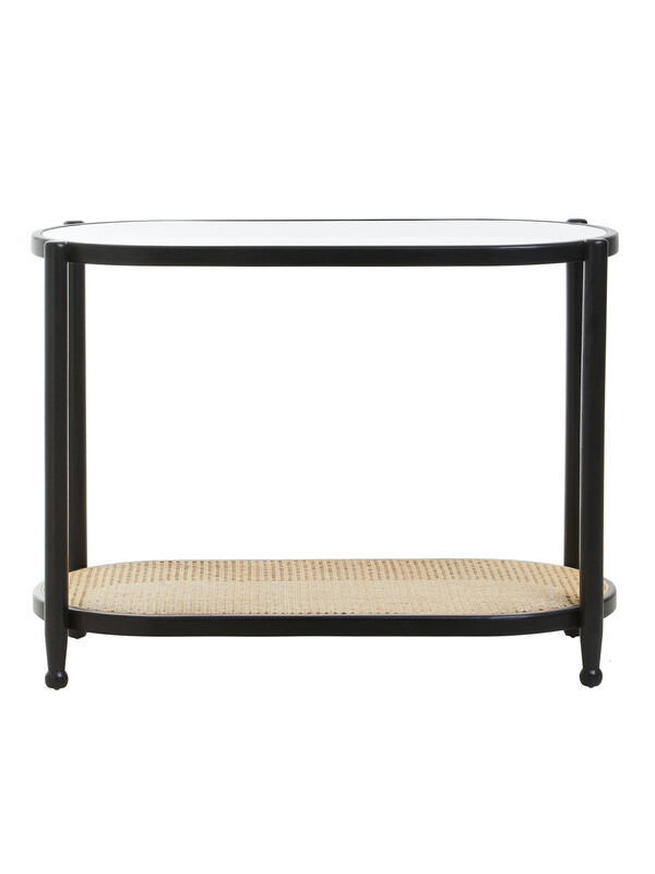 Console Table Cebu Elm Wood & Rattan Black/Natural