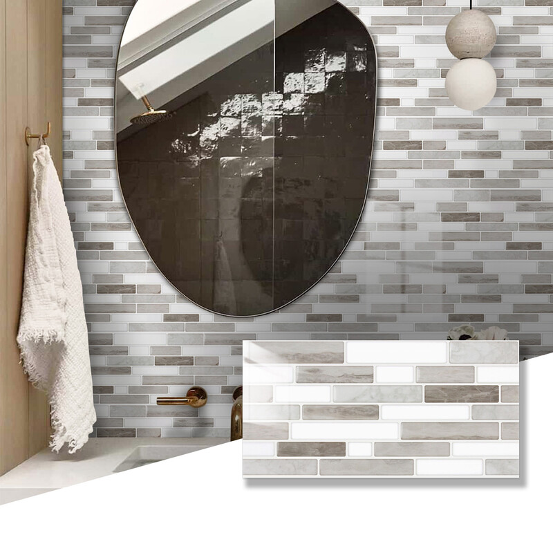 Commomy Glänzende Kunstmarl-Optik Wandstickers, Selbstklebende PET Fliesenaufkleber, 30 x 15 cm, 12 Stück, Wasserdicht & Leicht zu reinigen, Hitzebeständige dekorative Wandabdeckung für Küche, Badezimmer, Arbeitsplatte & Wohnzimmer