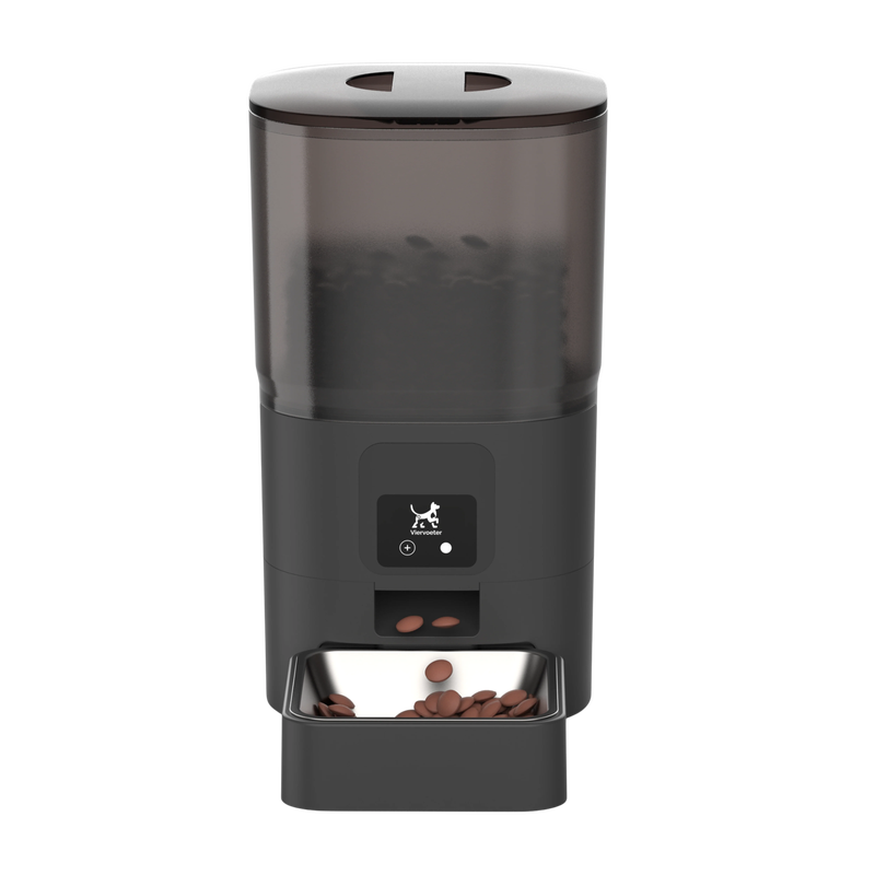 Viervoeter Feed - Automatische voerbak 6 L - Kat en hond - Automatische voerbak met app & audio - Zwart
