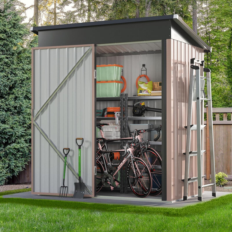 AOXUN Metalen apparaatshuis, 90 x 150 cm, Buitenschuur, Met ventilatiesleuf, Gereedschapsopslag, Fietsenstall, Tuingereedschapsschuur, Voor terras, Gras