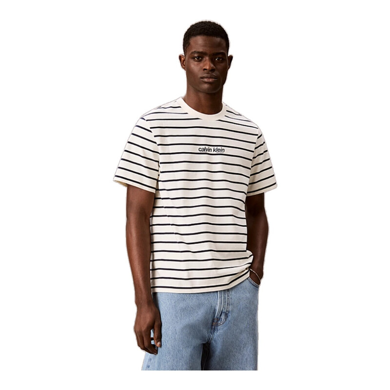 Calvin Klein Jeans Men Relaxed Stripe Logo T-Shirt - Tofu