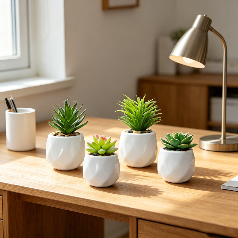 4Pcs 4.3in/11cm Artificial Plants Indoor Mini Pot Faux Succulent Plant Foliage for Coffee Table Home Bedroom Bathroom Room Decor Shelf Office Desk Kitchen Garden Indoor Outdoor