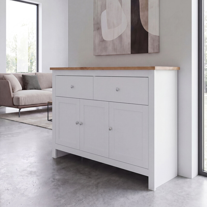 Vida Designs Sideboard Arlington 3 Doors 2 Drawers White/Oak Effect