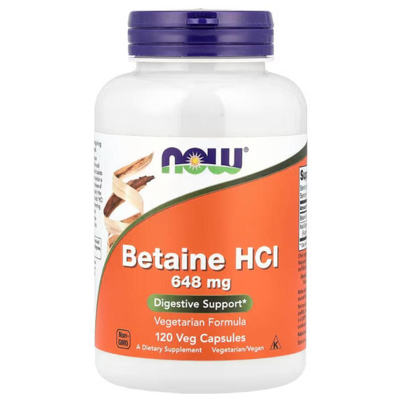 Betaine HCl Digestive Enzymes 648 mg - 120 Vegan Capsules