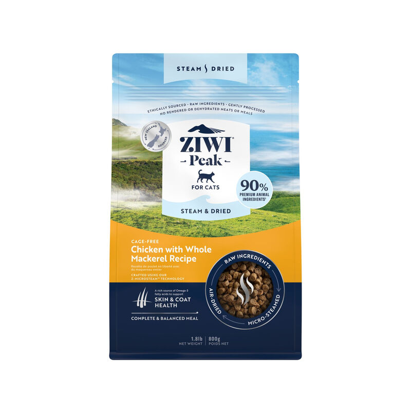 ZIWI Premium Katzenfutter: Gedämpftes und getrocknetes Huhn Rezept für ausgewogene Ernährung, 800 g Beutel