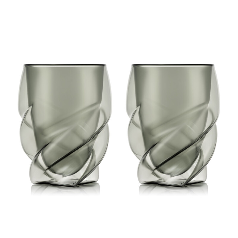 Bodum PAVINA PARIS dubbelwandige glazen - 270 ml, transparant grijs, verpakking van 2