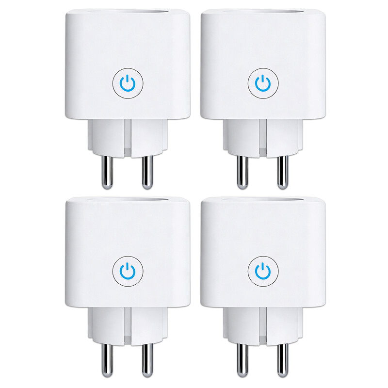 Antela WLAN slimme stopcontacten 16 A met verbruiksmeting, compatibel met Alexa/Google Home, kindbeveiliging, Smart Life-app, 2.4 GHz, 3680 W, 4 stuks