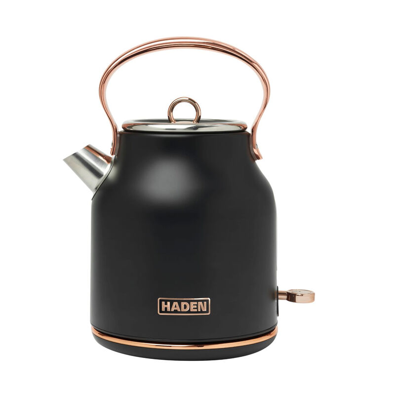 Heritage Retro Kettle, 1.7L, Rapid Boil, Cord Storage, Black & Copper - 205360