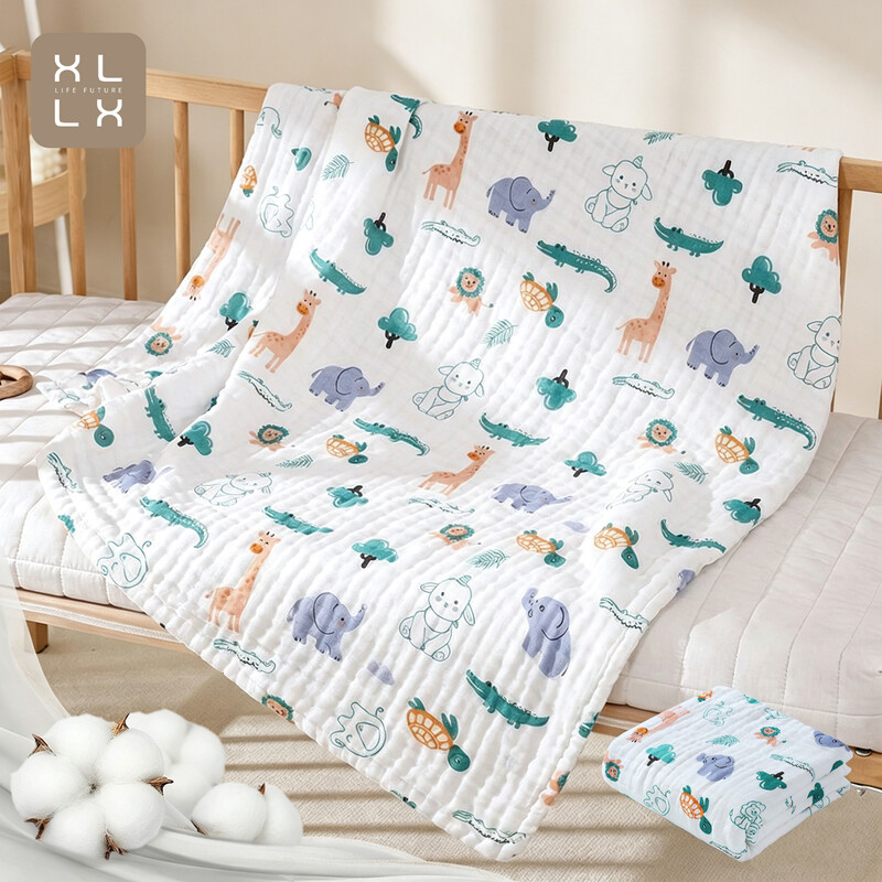 XLLX handdoeken, baby hydrofiele doeken voor baby, 2-delige combinatie verpakking katoenen spuugdoekjes voor pasgeborenen, absorberend & ademend en ideaal om pasgeborenen schoon te maken, af te vegen & te bedekken - bosolifant (25*50 cm*1, 70*140 cm*1)