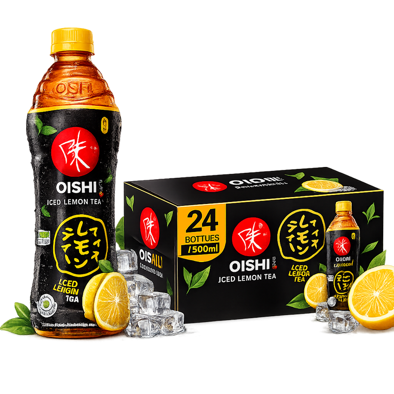 Oishi Zwarte Theedrank Citroen IJsthee 500 ml (Pak van 24)