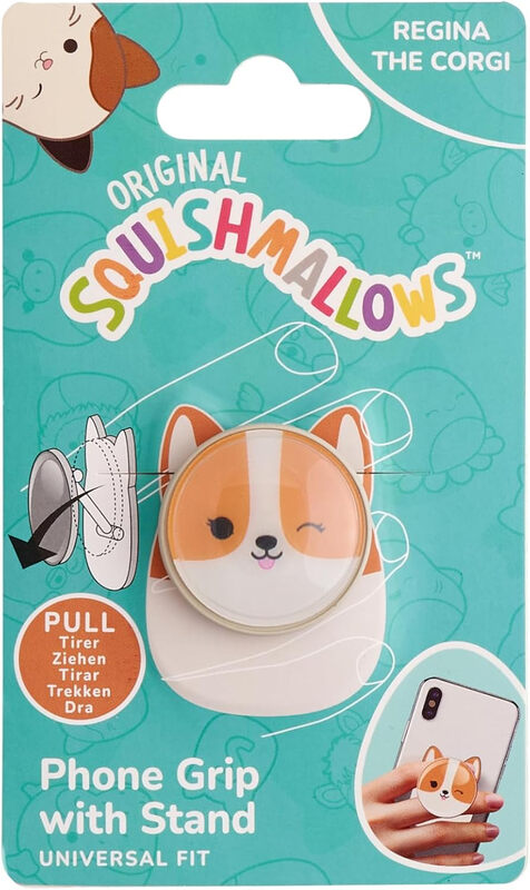 Squishmallows Regina de corgi telefoongreep en -standaard