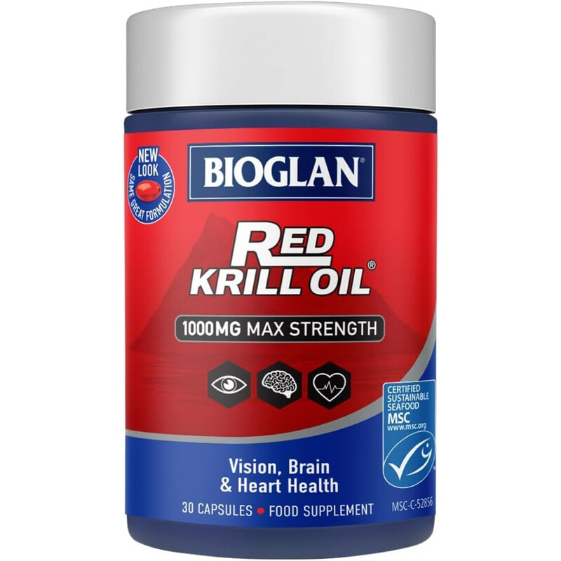 Bioglan Red Krill Oil Omega-3 Heart Brain & Joint Support 1000 Mg Msc - 30 Capsules