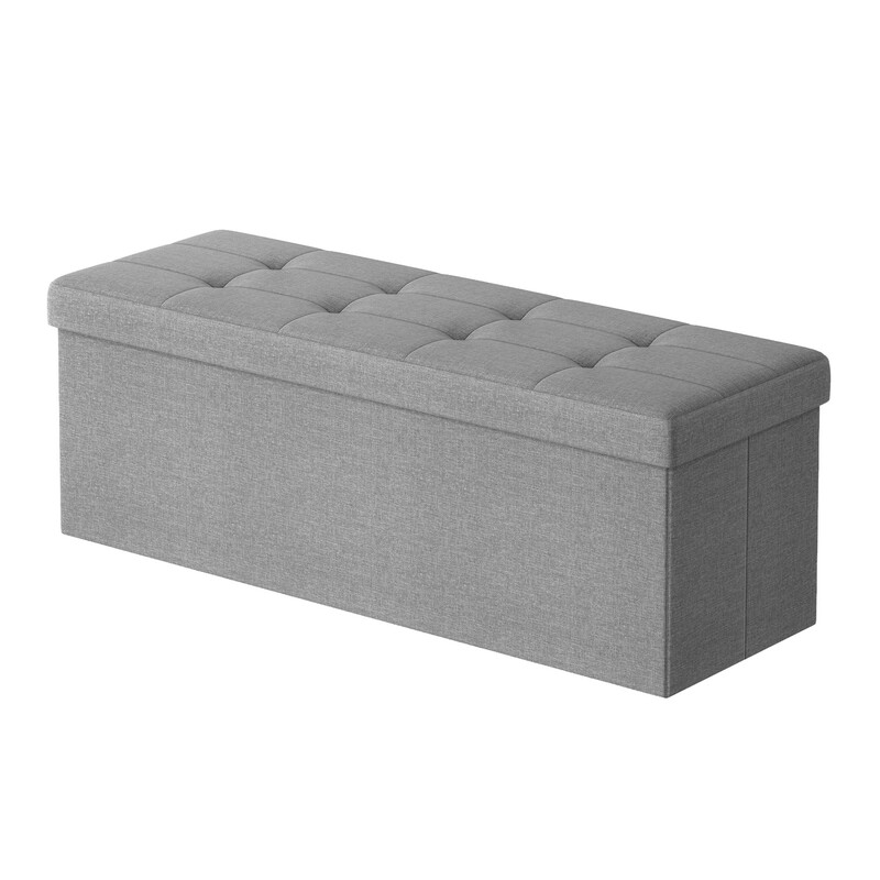 JOYFURNOS Opklapbare opbergkist – Lichtgrijs, 38 x 110 x 38 cm, voeteneinde & voetenbankje, max. belasting 300 kg – ideaal voor woonkamer, slaapkamer of entree