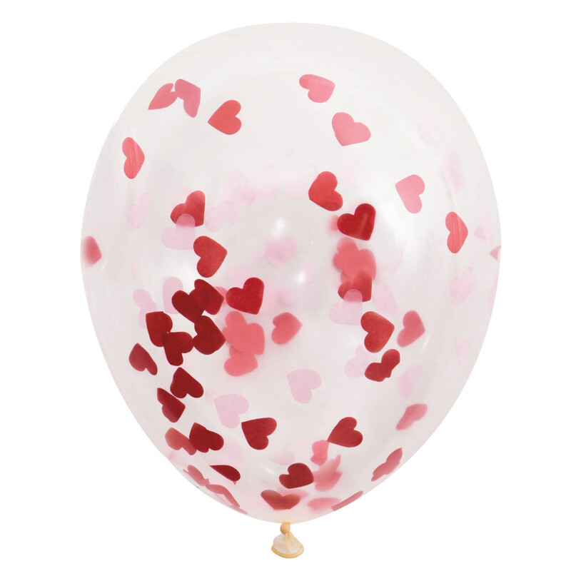 Unique Confetti Hearts Balloons, 40cm, 5 pack