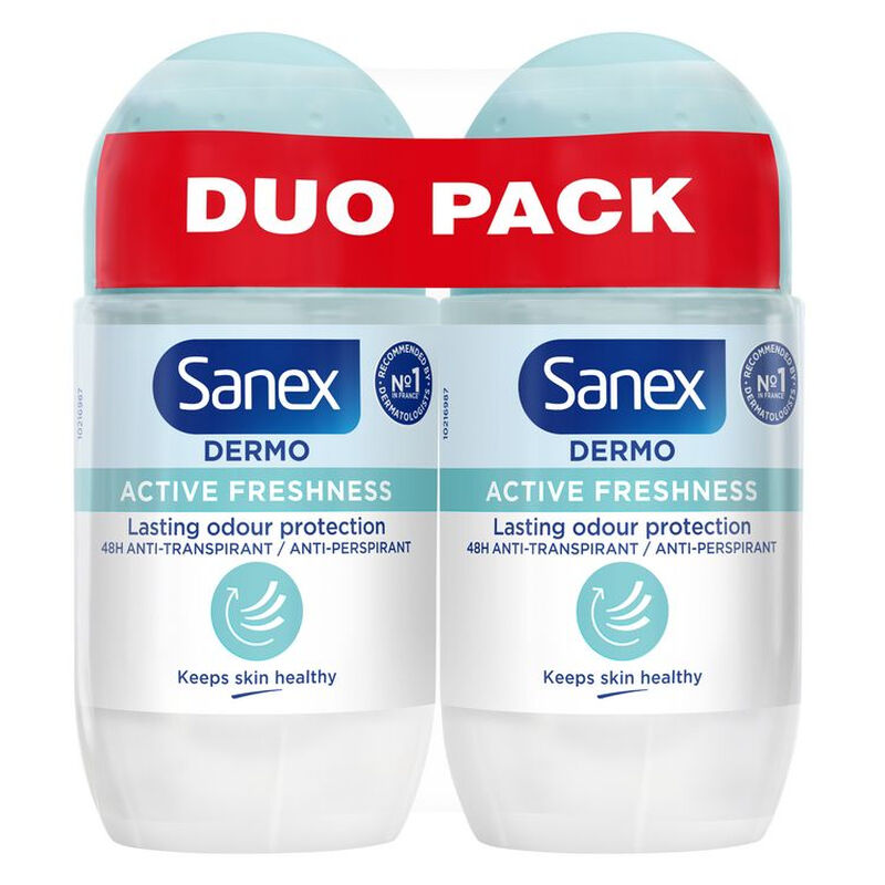 SANEX Dermo Active Déodorant Anti-transpirant Fraîcheur 2 x 50 ml