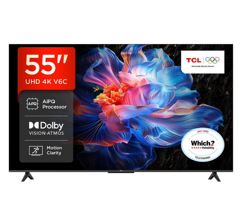 Tcl [£234 With Voucher,Code:tv20] 55"V6c Direct Led 4K Hdr Smart Google Tv-55V6c(Dolby Atmos, Aipq Processor, 120Hz Game Accelerator (Fhd))