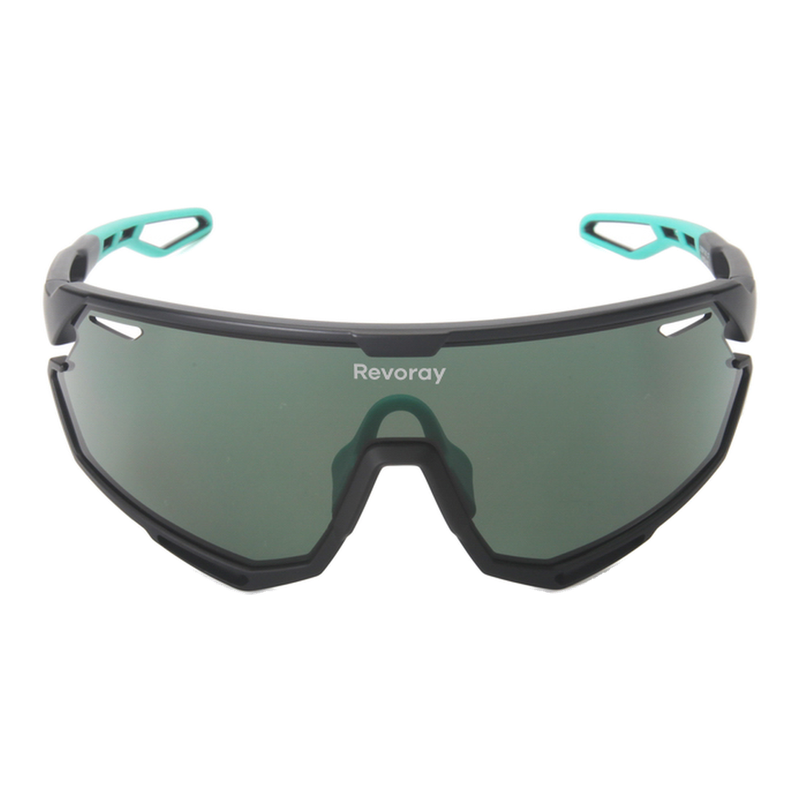 Revoray Lunettes de Cyclisme — Verre Monobloc en PC Haute Définition et Antichoc, Monture Légère en TR90, Protection UV400, Design Aérodynamique, Lunettes de Soleil de Cyclisme Professionnel, X3-noir