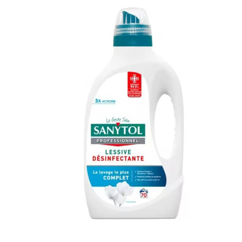 Sanytol Lessive liquide professionnelle désinfectante Action 3 en 1 Fraîcheur florale 70 lavages 3 5