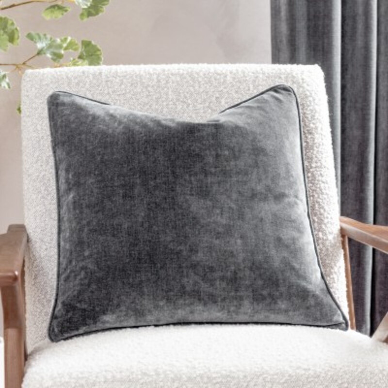Yard Home Textiles Cushion Cover: Heavy Chenille Square Charcoal 50x50cm Water-Resistant Outdoor Accent Pillow