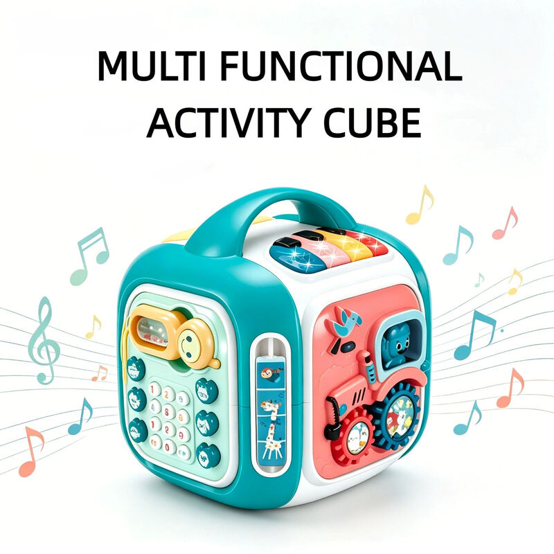 8-in-1 baby activiteitenkubus voor 1-3 jaar - Montessori sensorische busy board speelgoed met piano, gitaar, telefoongesprek, draaiende tandwielen & muziek - Vroege leercentrum voor fijne motoriek - Verjaardagscadeau kerstcadeau voor peuters jongens meisjes