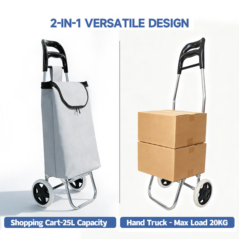 2026 New Arrival | Ergonomic Handle Grey Large-Size Folding Shopping Trolley， Europea