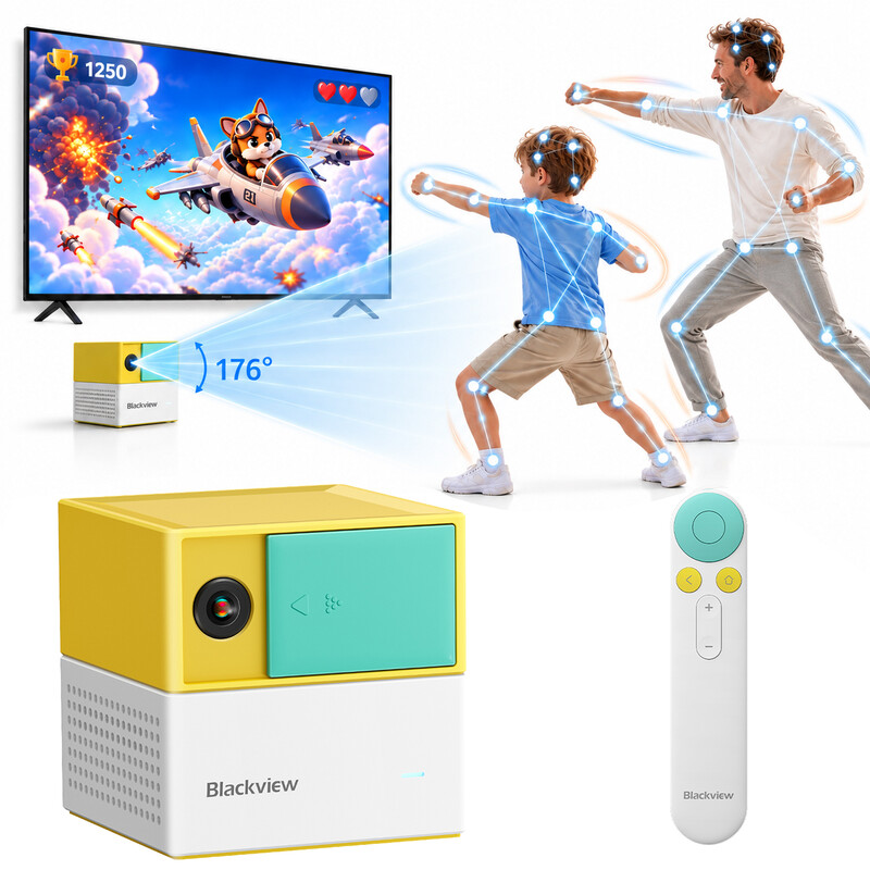 Blackview Spielkonsole Zubehör: KI-Bewegungskonsole PlayPop 8 - Controllerfreies Gaming mit 17-Punkt-Tracking, 22 Spiele, bis zu 4 Spieler, …